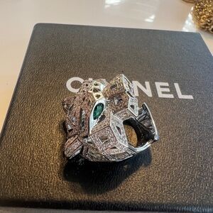 Iconic Tiger Silver and Green Statement Ring